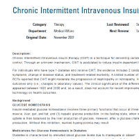 Chronic Intermittent Intravenous Insulin Therapy (CIIIT) - CAM 20143