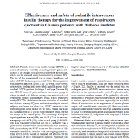 Effectiveness and safety of pulsatile intravenous insulin therapy for the improvement of respiratory quotient in Chinese patients with diabetes mellitus