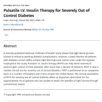 Pulsatile I.V. Insulin Therapy for Severely Out of Control Diabetes